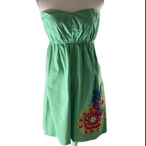 Judith March Strapless Mint Green Dress with Embroidered Design Size 6